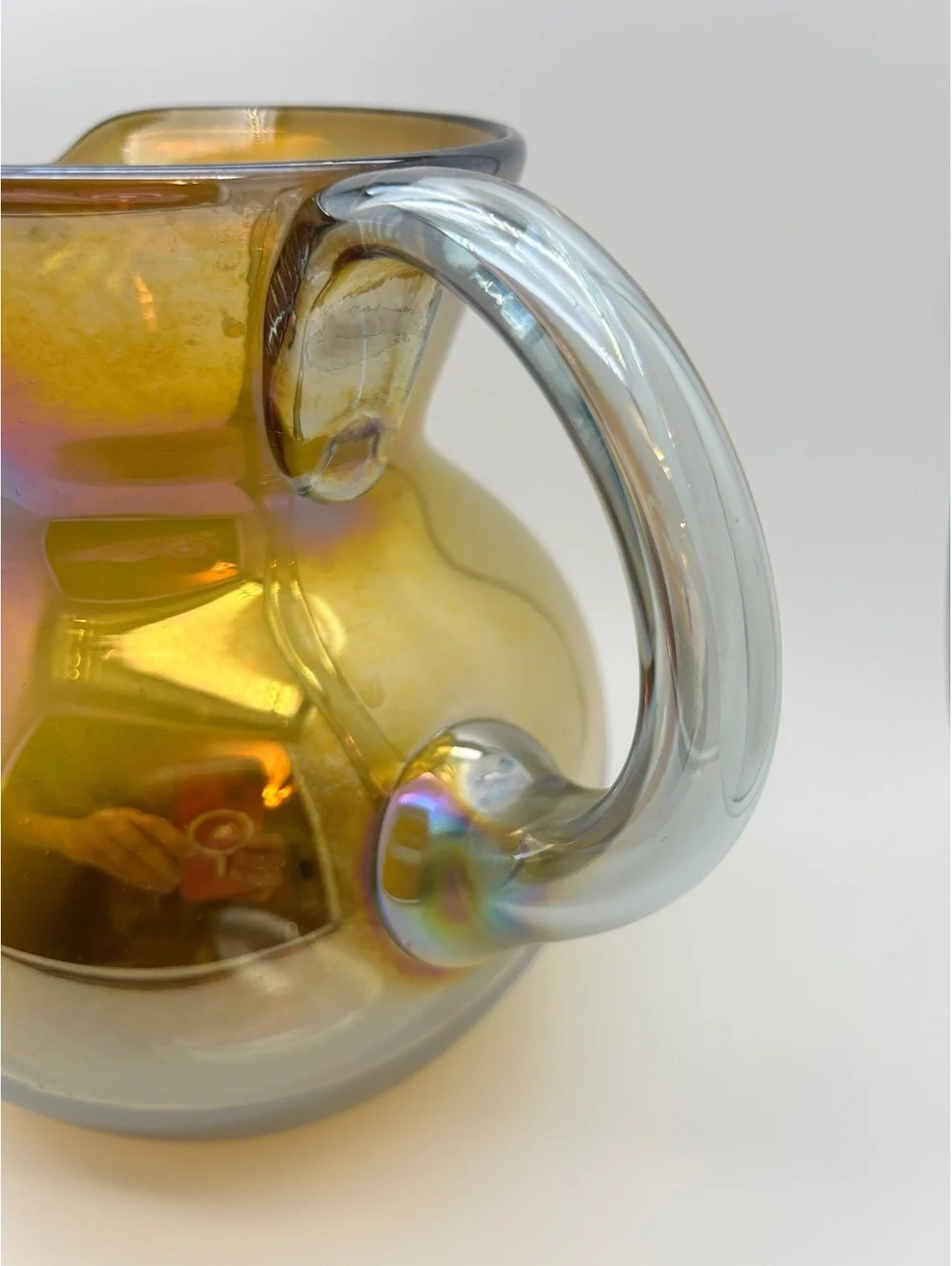 Vintage Iridescent Amber Glass Pitcher 48 oz